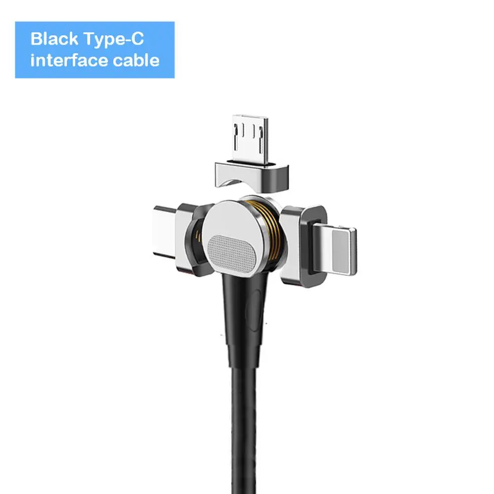 Black Tpye C Магнитный кабель Micro usb type C для IPhone кабель 180 градусов локоть 1 м 2.4A провод для быстрого заряда Магнитный кабель для зарядки телефона - Цвет: Black Tpye C