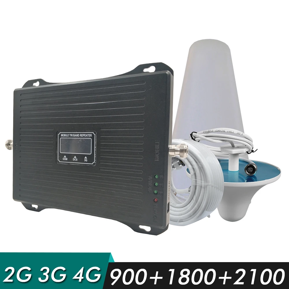 2G 3G 4G Tri Band Signal Booster GSM 900 DCS/LTE 1800 UMTS WCDMA 2100 Cell Phone Repeater Cellular Amplifier Antenna Set | Мобильные