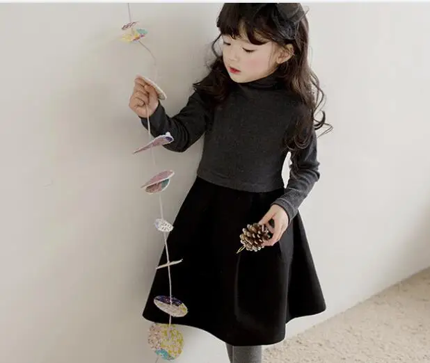 gray top dress Г. Осеннее платье для маленьких девочек детское Хлопковое платье милое детское платье с длинными рукавами для малышей праздничная одежда для подростков#3246 - Цвет: gray top dress