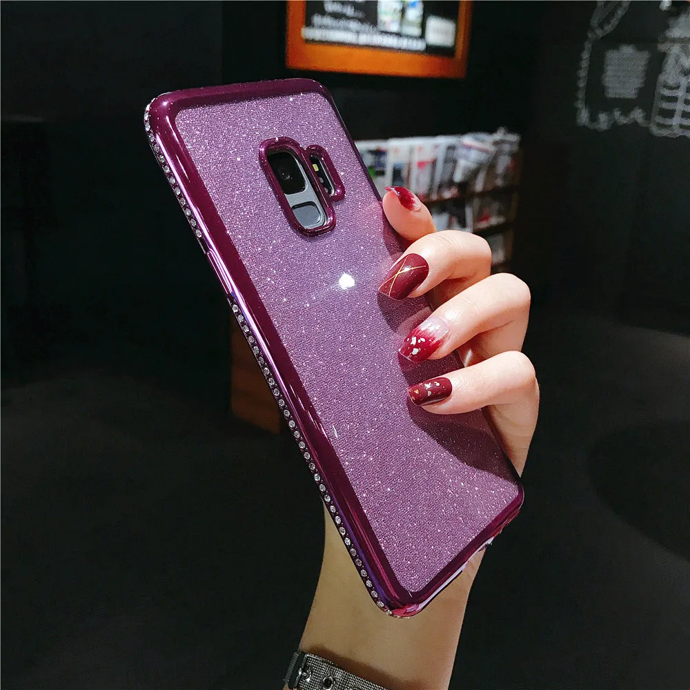 Rhinestone Glitter Cases For Samsung Galaxy S7 Edge S8 S9 S10 Plus S10E Note 8 9 J7 A8 A6 A7 2018 A520 Soft TPU Bling Cover |