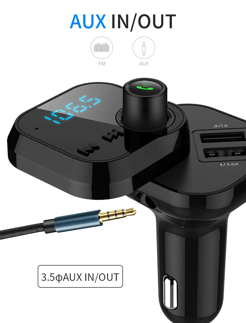 JINSERTA fm модулятор Bluetooth автомобильный комплект громкой связи аудио радио музыка Mp3