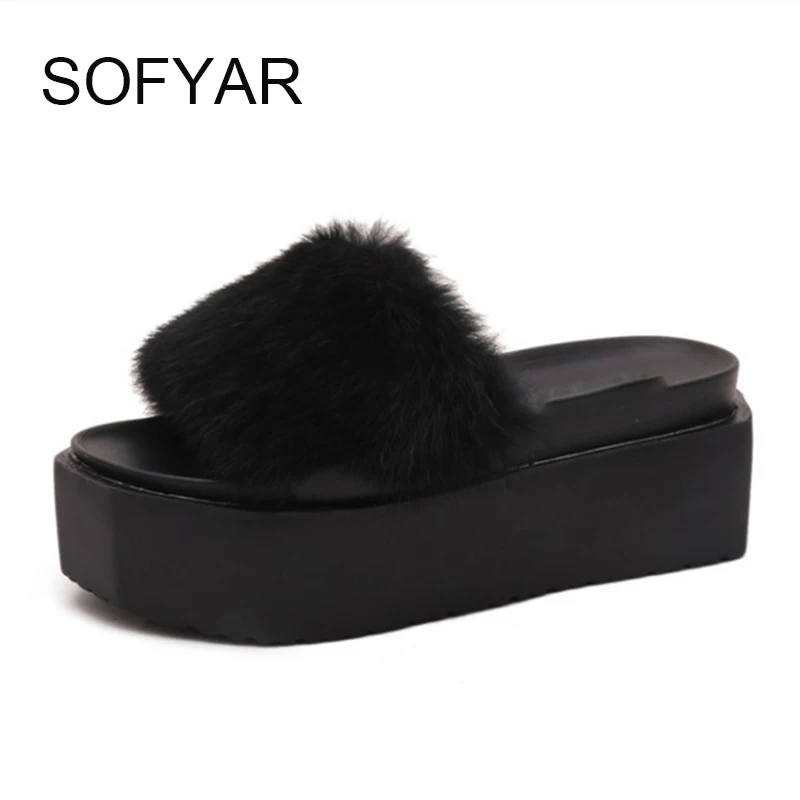 Яркие тапочки Нечеткие шлепанцы на плоской подошве со средним каблуком сезон