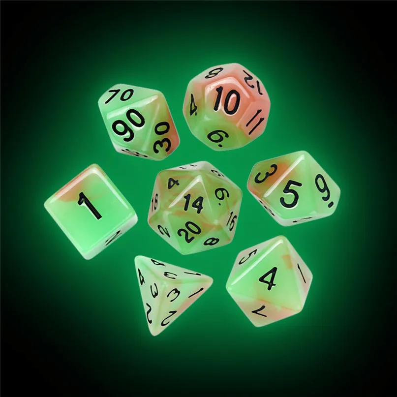 7 шт./компл. цифровой кости Световой TRPG игра многогранные D4-D20 мульти-сторонее