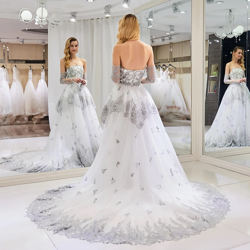 Dressv свадебное платье без бретелек многоуровневый наряд с аппликацией рукав 3/4 длина до пола для