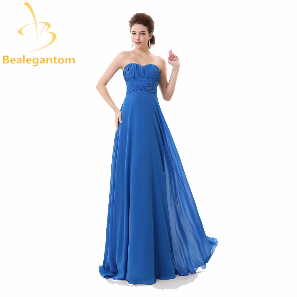 

Bealegantom Blue Red Chiffon Long Prom Dresses 2019 Plus Size Evening Party Gowns vestido longo Vestido Longo QA1003