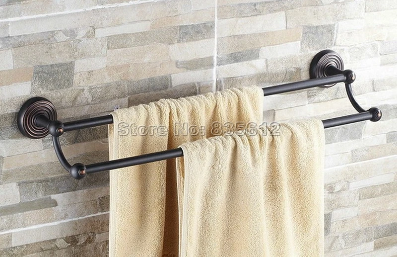 Черные настенные бронзовые держатели для полотенец Wba117|double towel bar|towel barbar holder |