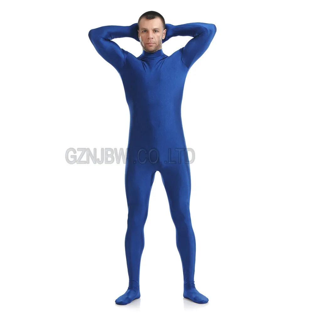 Взрослые мужские костюмы для косплея Zentai из спандекса без головы темно-синяя