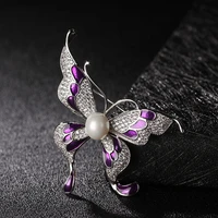 donia jewelry stunning crystal purple butterfly enamel zircon brooch aaa white zircon brooch ladies jewelry coat accessories