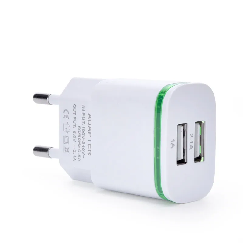 2 порта светодиодное зарядное устройство USB 5 в 2.1A адаптер для мобильного телефона