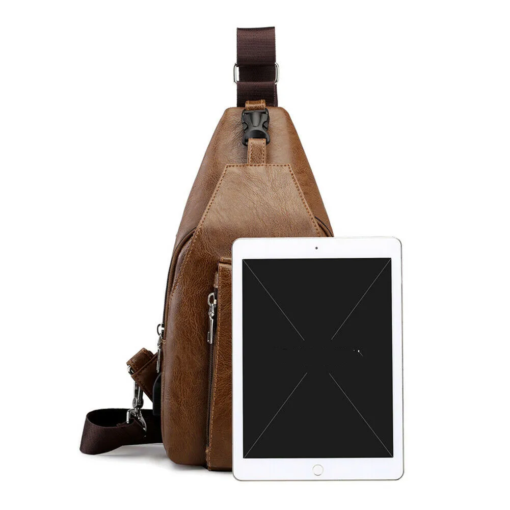 Новая модная мужская нагрудная сумка кожаная сумка-мессенджер через плечо для