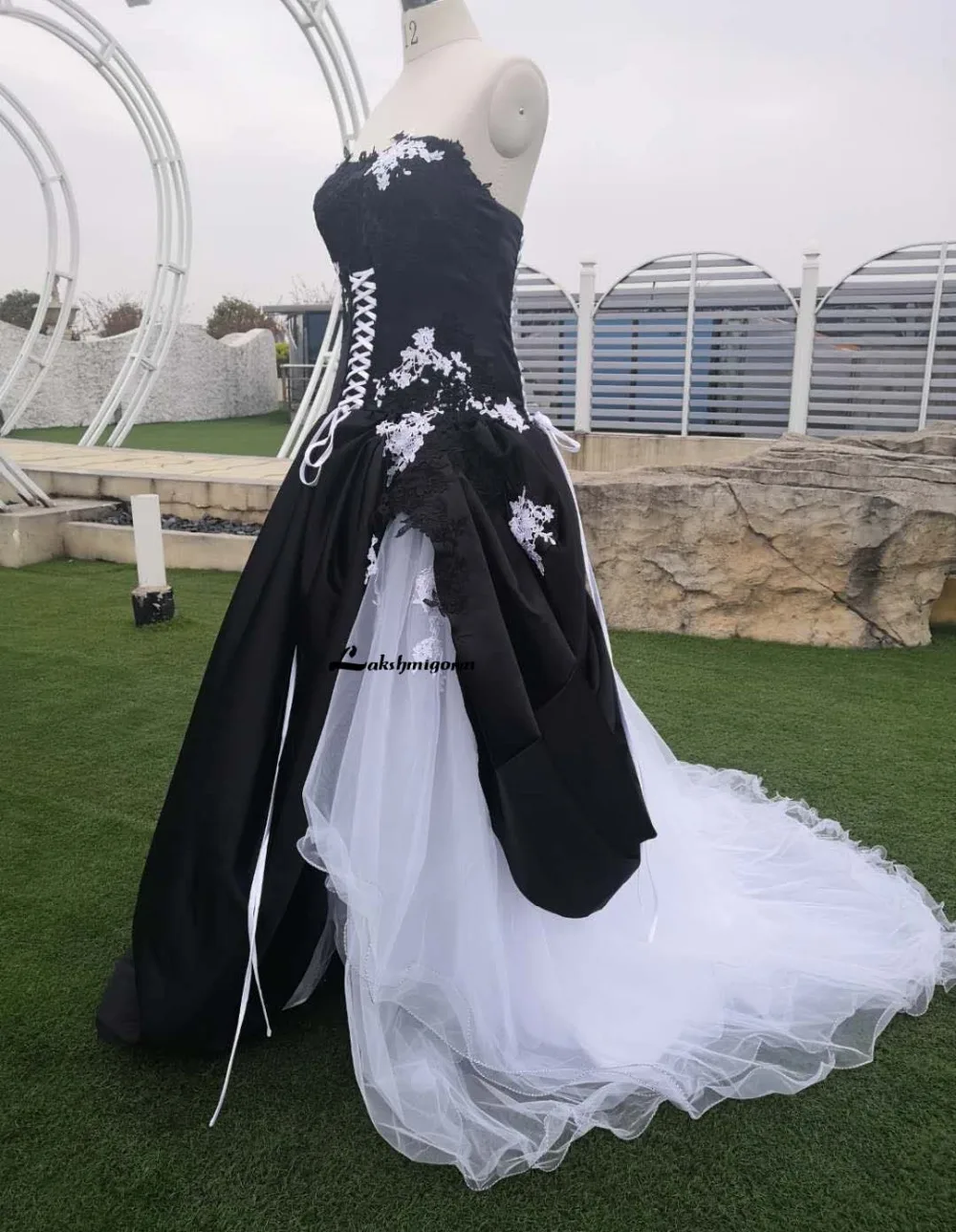 Винтажное свадебное платье белое черное фатиновое для невесты robe de mariee | Свадьбы