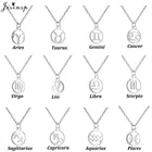 Женское Ожерелье Jisensp, длинная цепочка с 12 знаками Зодиака, подарок на день рождения