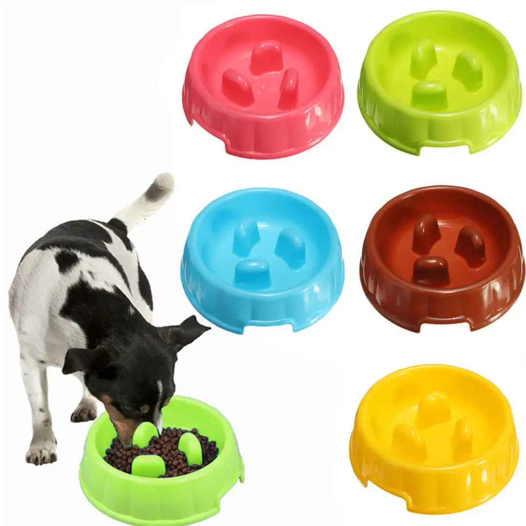 Портативная пластиковая миска кормушка для собак и щенков|bowl pet|anti chokedog bowl |