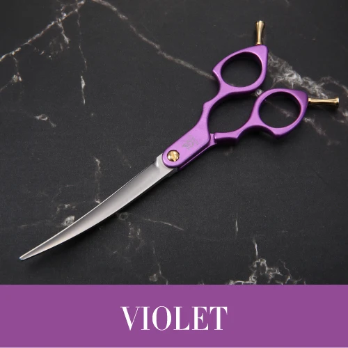 6.5 violet Fenice профессиональные красочные 6,5 дюймов изогнутые ножницы для стрижки домашних животных ножницы для собак кошек - Цвет: 6.5 violet