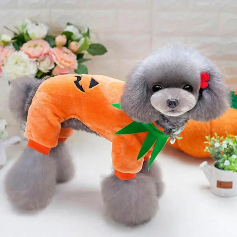 Pet Одежда Хэллоуин Тыква теплый мягкий бархат Животные одежда пальто