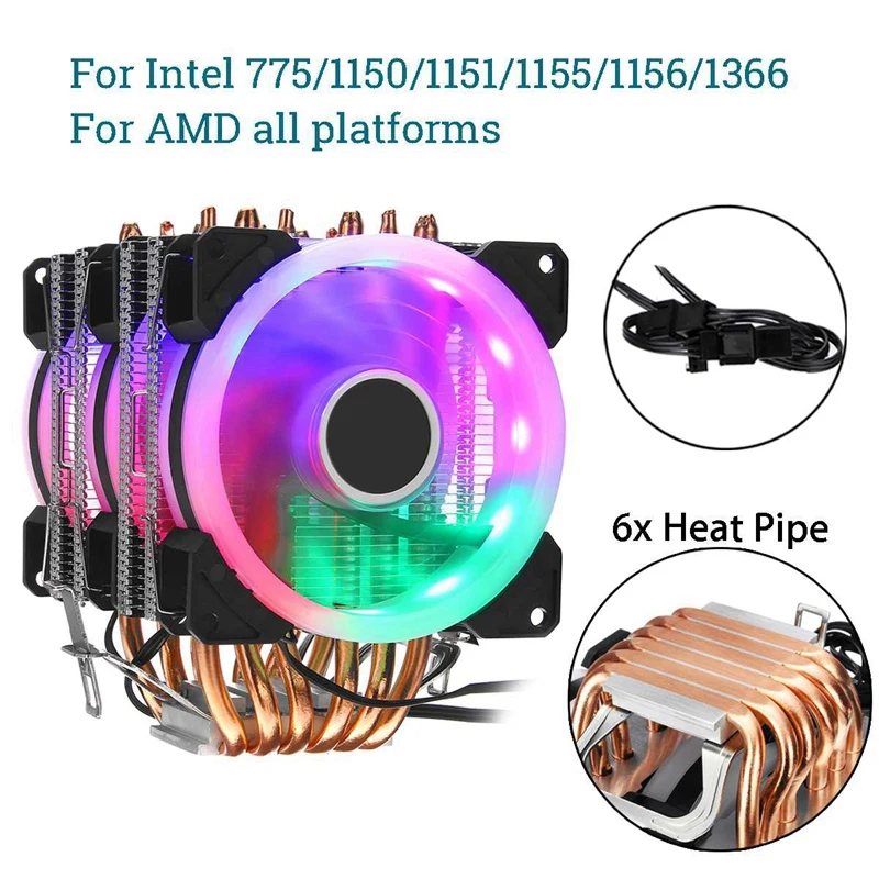 Горячий-процессор тихий вентилятор кулер для Intel X79 LGA2011 процессор 4 тепловые трубки охлаждения процессора радиатор 2 вентилятора