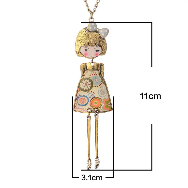Женская кукла подвеска очаровательное вечернее ожерелье с эмалью|women necklace|charm