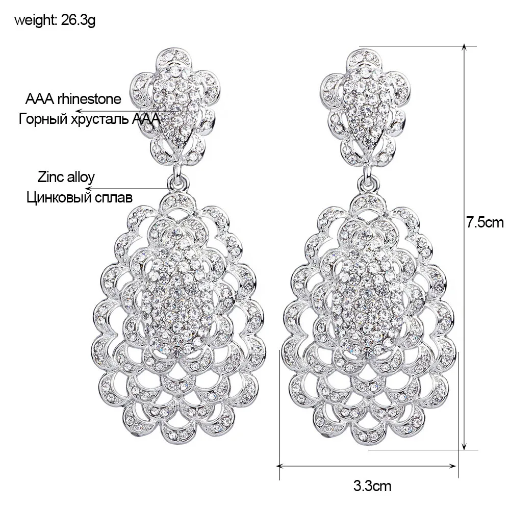 FARLENA модная Свадебная вечеринка Jewelry шампанское горный хрусталь серьги длинные серьги для женщин