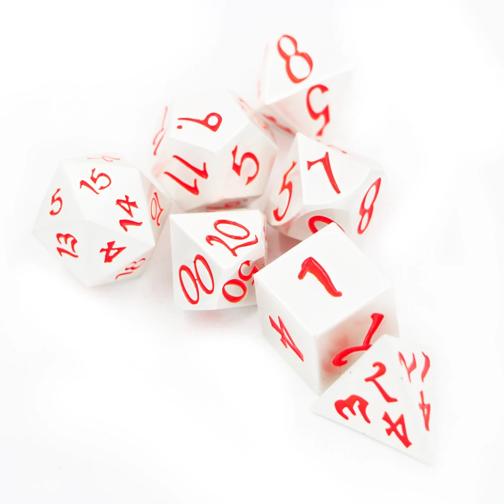 IMDG 7 шт./компл. Творческий RPG игра в кости многогранник металлические игральные кубики DND крупный шрифт жемчуг серебро оранжевый Цвет цифровой игра в кости