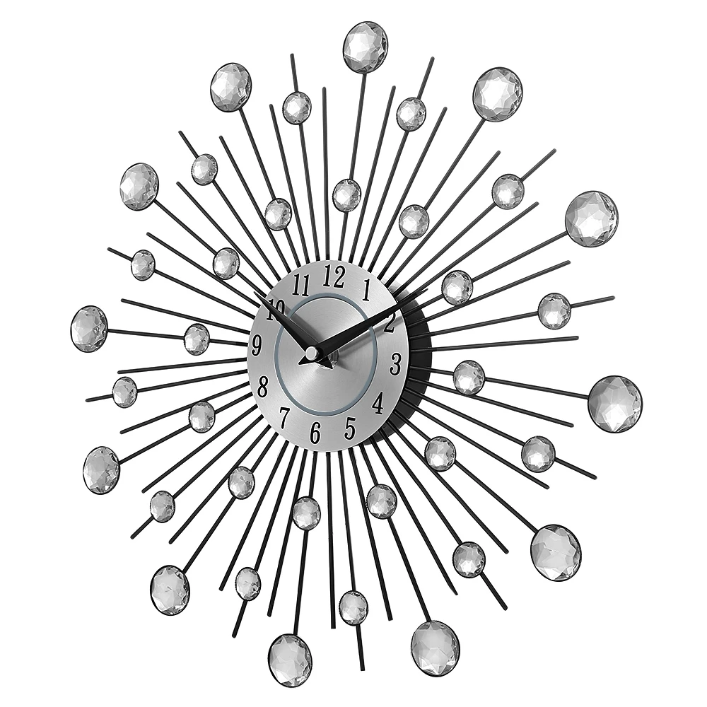 Креативный Кристалл Sunburst металлический декор настенные часы винтажная домашняя