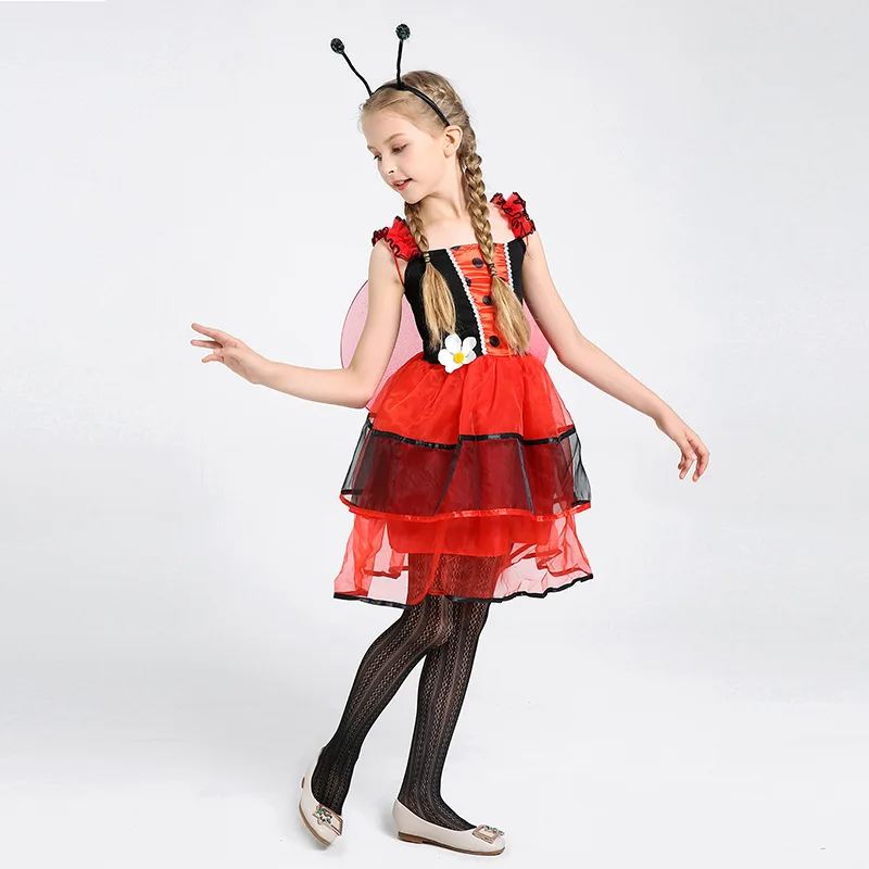 New Baby Girls Cartoon Ladybug Dresses Children Cosplay Princess Dress Kids Fancy Party Halloween Costume Clothes 3-7 Y vestido | Детская