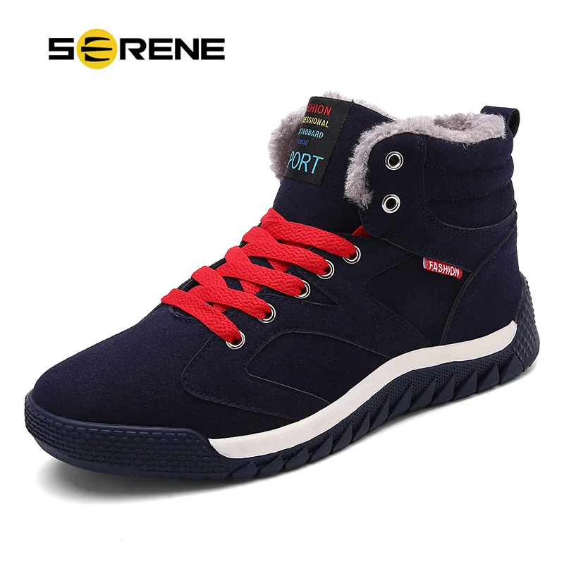 

Brand SERENE 2018 Winter New Arrival Men Casual Snow Boots With Fur Fashion Ankle Boots 3 Color Lace Free Shipping YX-9999