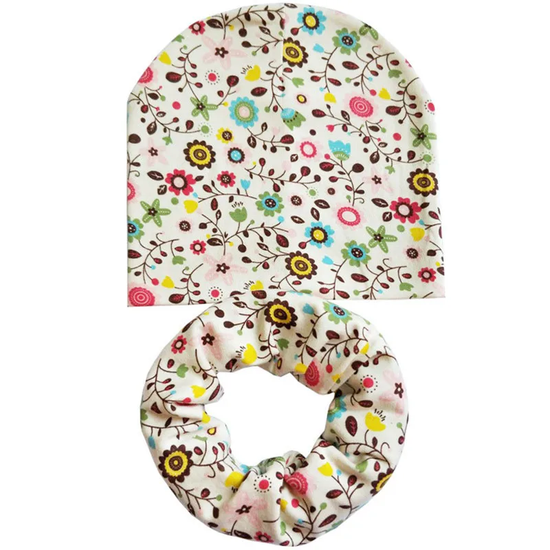 color flower Новая модная детская шляпа весна осень хлопок шапка Девочки Мальчики шарф комплект зимний детский шарф s Дети шарф Детская шапка - Цвет: color flower