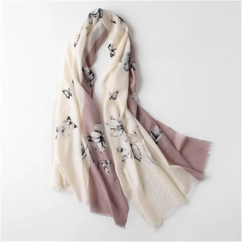 

korean style 100%wool women fashion printed thin scarfs shawl pashmina small tassel 70x190cm