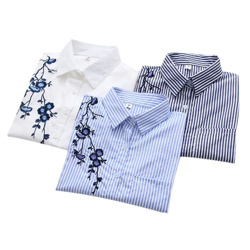 Блузка женская хлопковая с длинным рукавом и принтом|Блузки| |