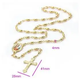 Jesus necklace Gussiarro Мода 27,5 дюймов золотой цвет четки молиться бисера Девы Марии/Иисус крест длинные колье из бисера ожерелья подвески - Окраска металла: Jesus necklace
