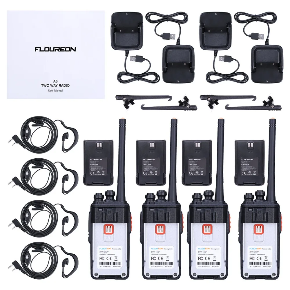 Floureon 16CH waklie talkie без лицензии PMR 446MHZ двухстороннее радио USB зарядное устройство