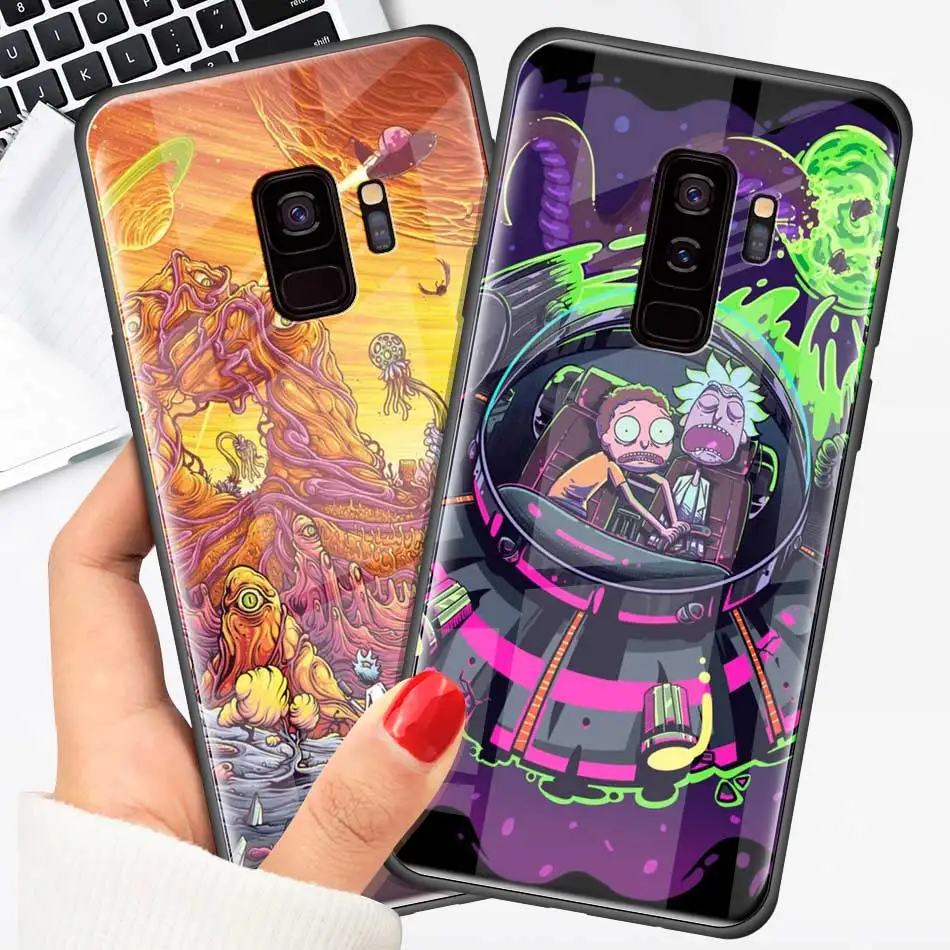 Рик и Морти чехол из закаленного стекла для samsung Galaxy S10 S10e S9 S8 S10 Plus Note 9 A50 A30