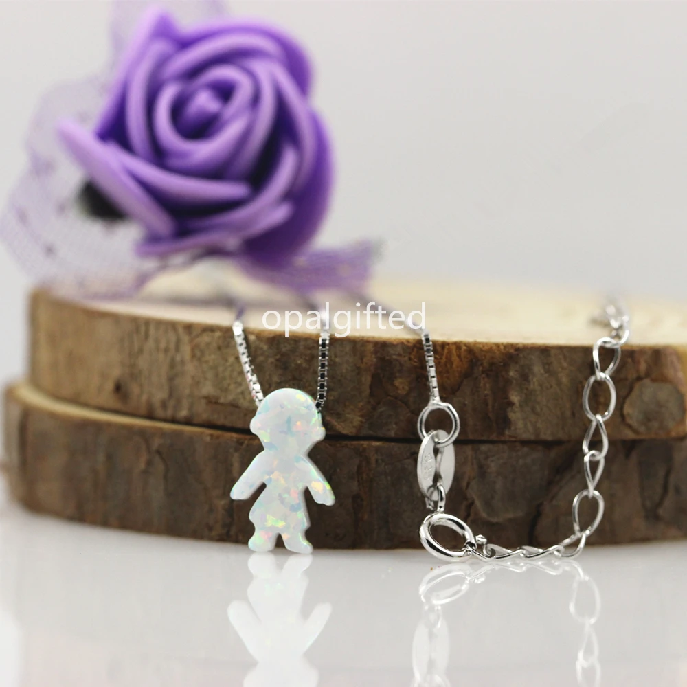 1pc Hot Selling Blue Boy Opal Pendant Necklace 925 Sterling Silver/ gold Chain Synthetic with wholesale price | Украшения и