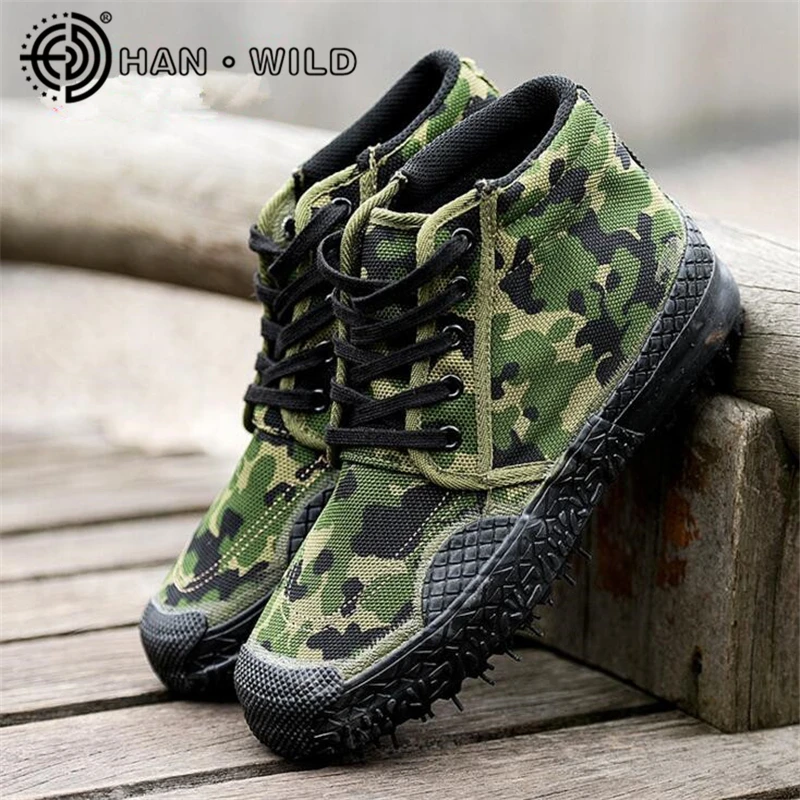 Мужские ботинки природные резиновые подошвы камуфляж парусиновая обувь Для