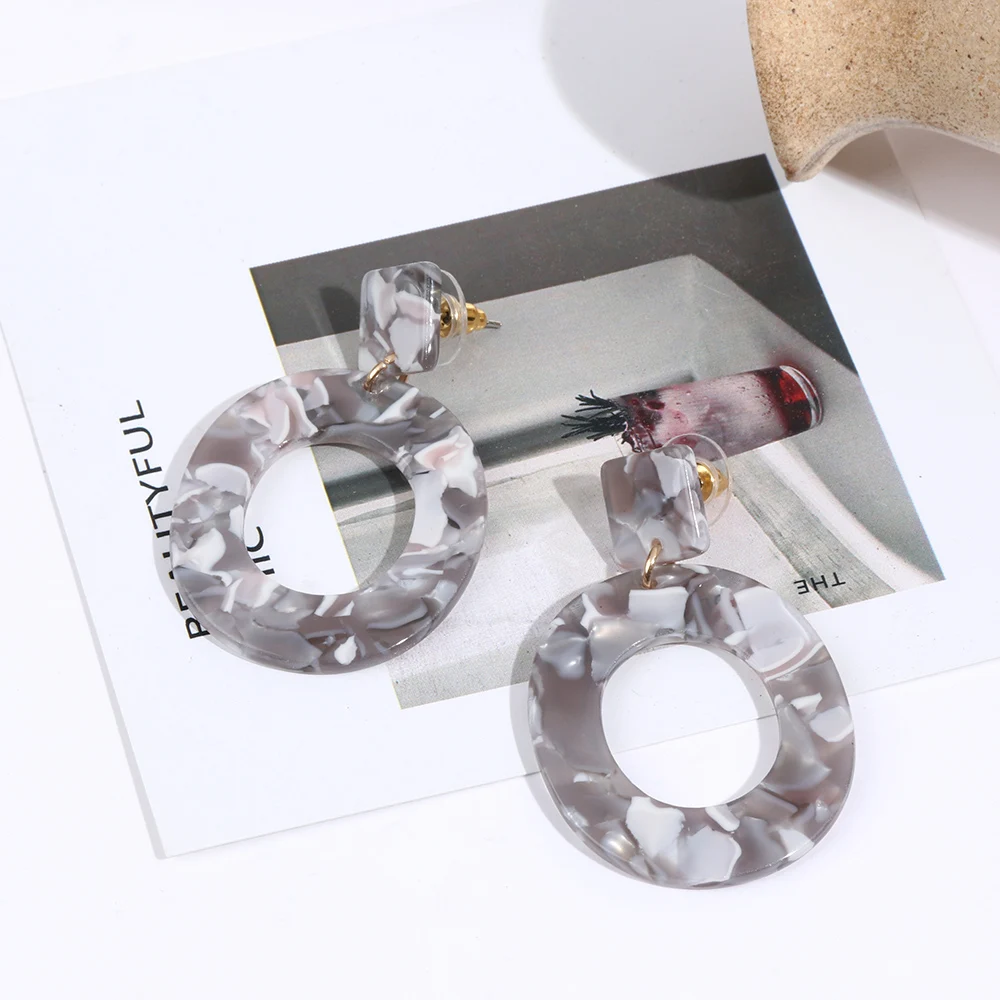 Женские овальные серьги подвески ZA большие круглые из акриловой смолы ацетатные