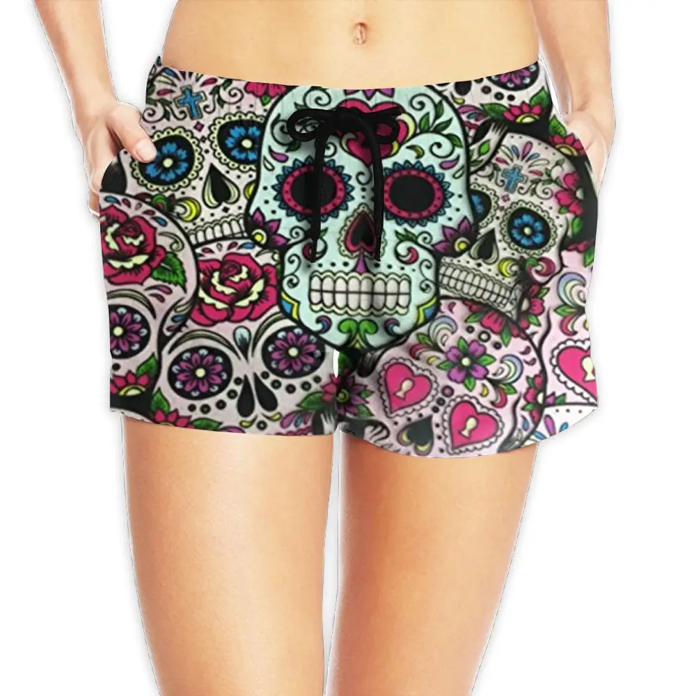 SAMCUSTOM New Women's Quick-drying Beach seaside Casual Shorts pink sugar skull 3D printing Custom Summer Girl Home | Женская одежда