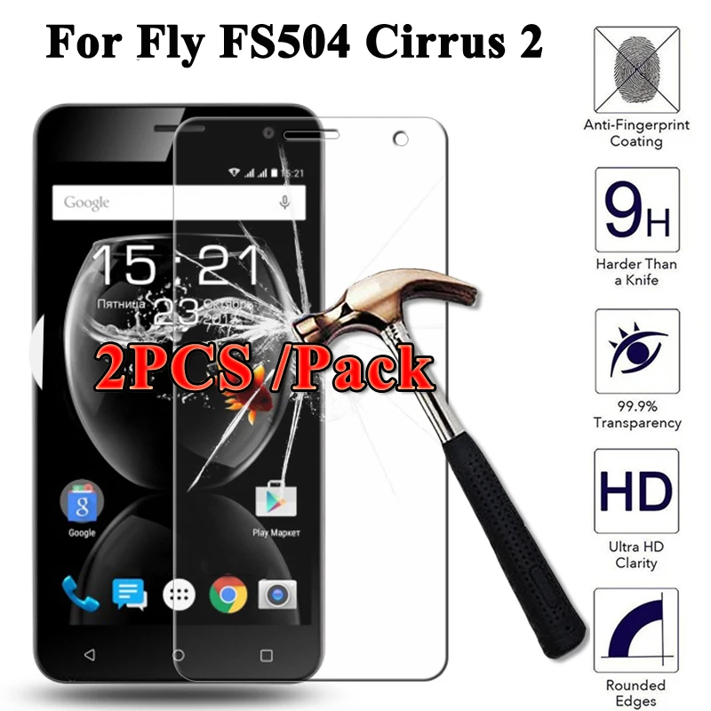 2 шт. Экран протектор для Fly FS504 nimbus 8 плёнка из закалённого стекла Cirrus с уровнем