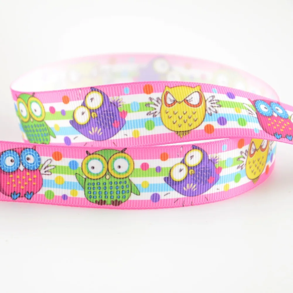 Милые забавные Совы Дизайн 100% полиэстер Печать grosgrain ленты для DIY подарки
