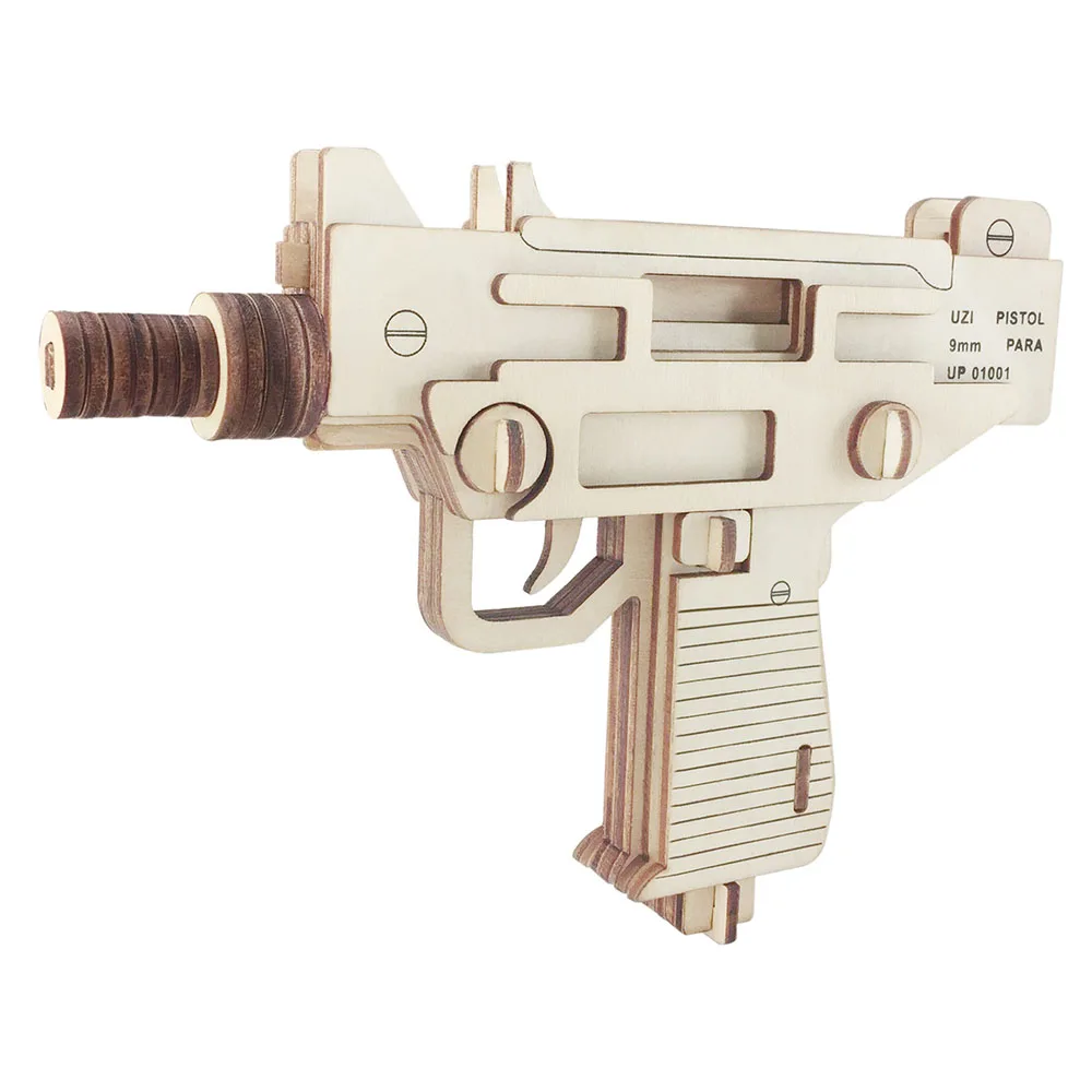 

Игрушечный пистолет UZI, деревянный в собранном виде, 3D Пазл «сделай сам», игрушка для строительства учреждений, обучающая игрушка, деревянная игрушка для детей, 18 см