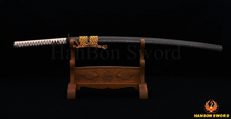 

FULL TANG JAPANESE SAMURAI SWORD KATANA CLAY TEMPERED DAMASCUS 8192 Layers FOLDED STEEL BLADE BATTLE READY- HANBON FORGE CUSTOM