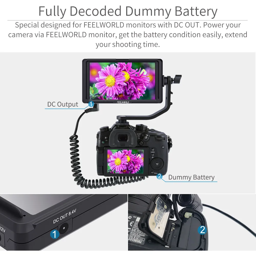 Feelworld BLE 19E манекен Батарея для F5 FW568 S55 MA5 монитор DC Выход Совместимость с Lumix DMC-GH3 DMC-GH4 DC-GH5 камеры