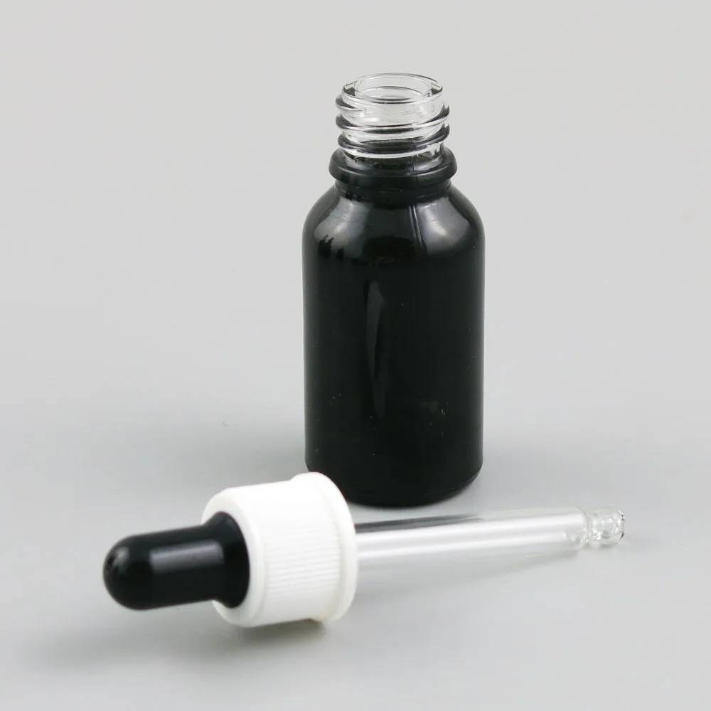

360 x 5ml 10ml 15ml 20ml 30ml 50ml 100ml Essential Oil Bright Black Glass Bottle With Dropper For Liquid Reagent Pipette Bottle