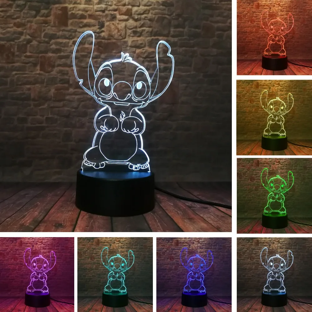 Amroe 3D мультфильм каваи фигурка действие прекрасный стежок 7 цветов Изменение ИК