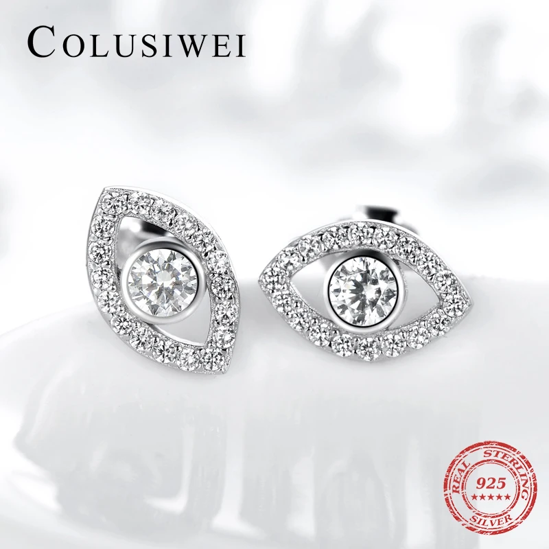 Colusiwei 2019 Роскошные серьги гвоздики из серебра 925 пробы с фианитом и прозрачными