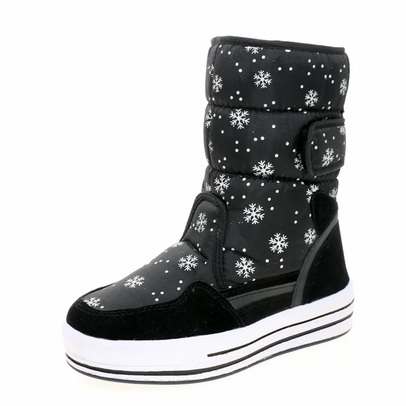 snowflake picture upper boots female winter shoes women snow lady warm wear fur insole high quality popular style free shi | Обувь
