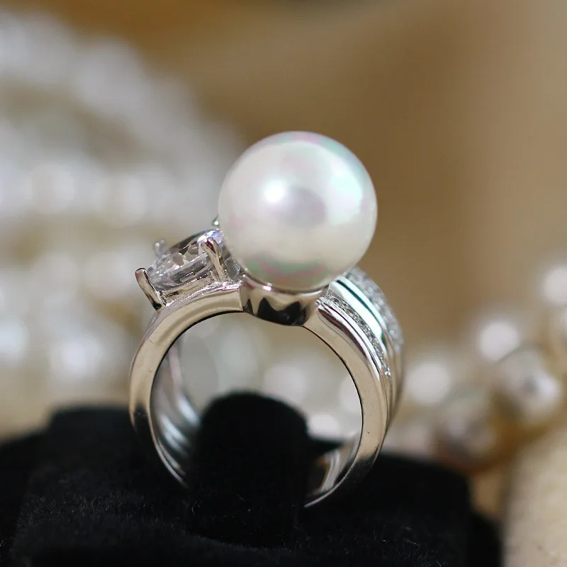 Женские кольца из серебра 925 пробы с пресноводным жемчугом 10 11 мм|ring for|rings for womenring