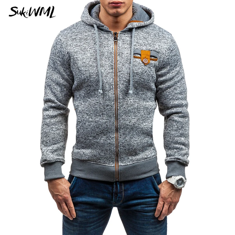 SUKIWML толстовки для мужчин 2018 новые на молнии мужские кардиганы осенние Sudaderas Hombre