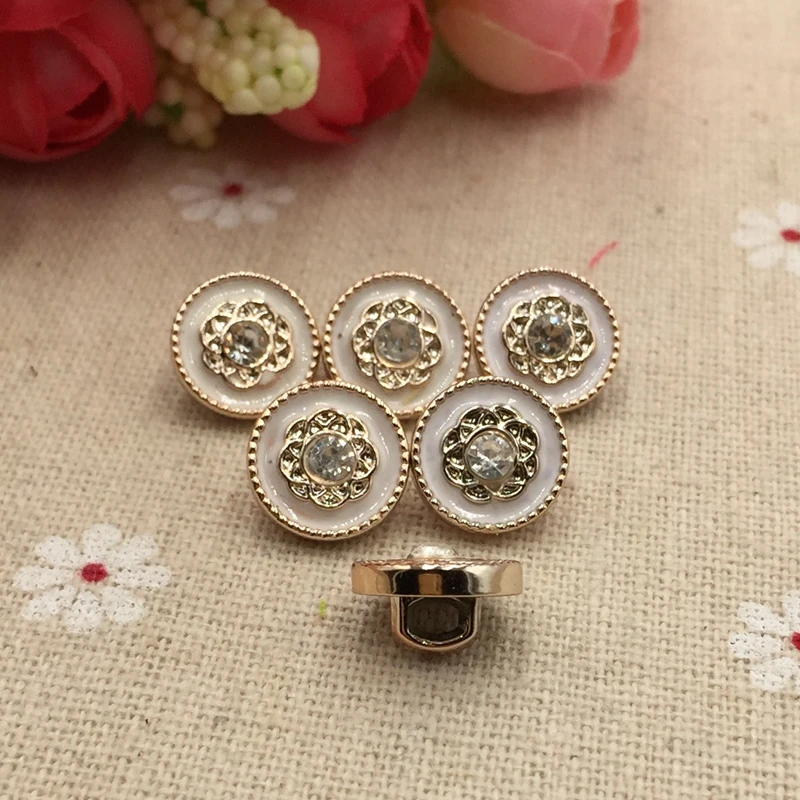 Новинка белая рубашка с розами и стразами на кнопках 11 мм 10 шт. акриловые товары