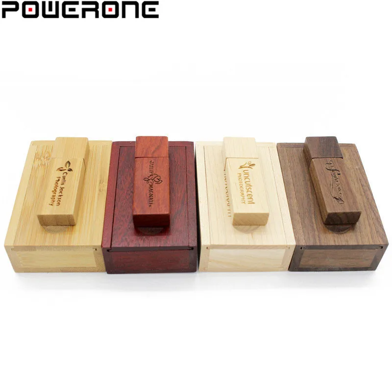POWERONE(более 10 шт бесплатный логотип) Деревянный USB с коробкой usb флеш-накопитель 8 ГБ 16 ГБ 32 ГБ 64 Гб карта памяти свадебные подарки