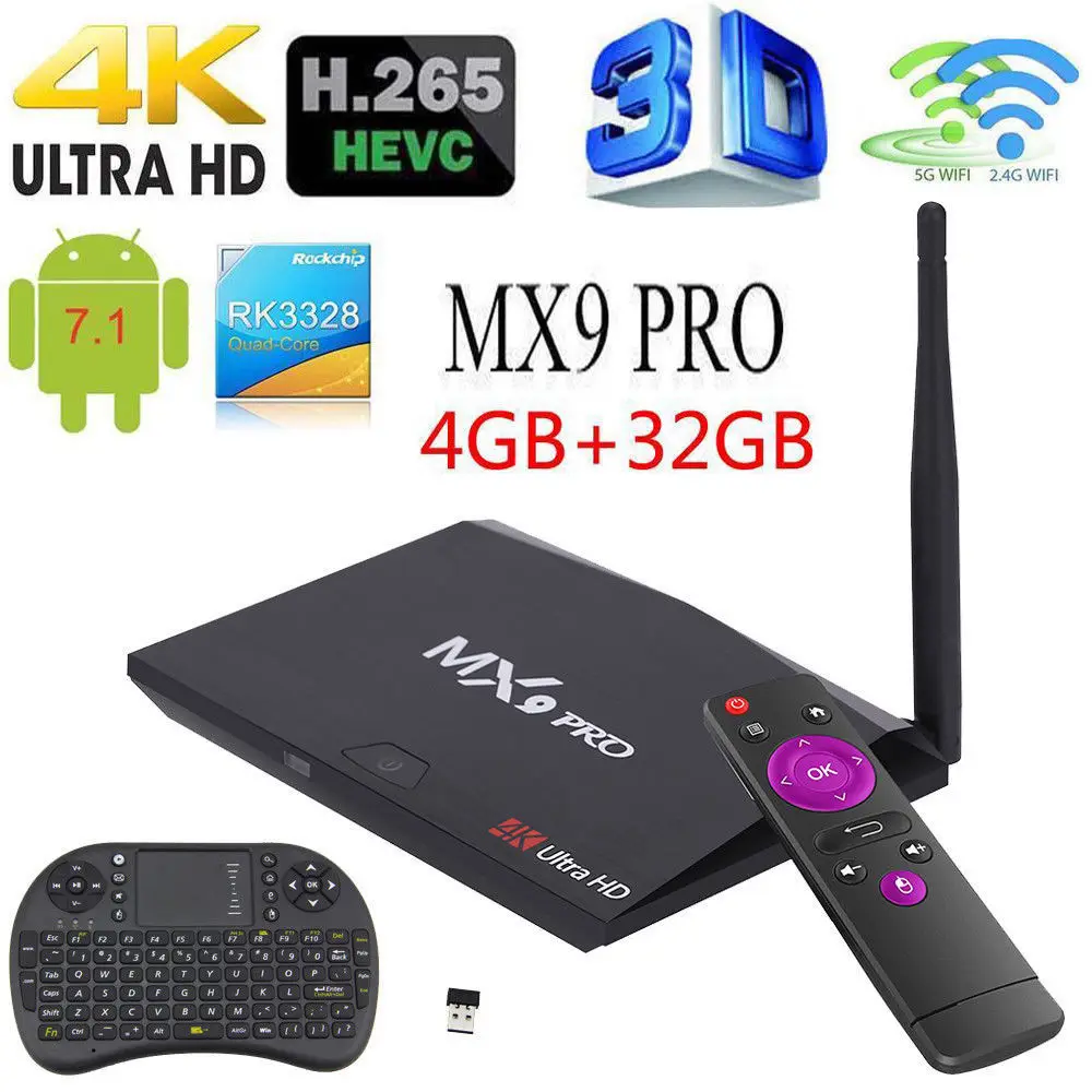 2018 ТВ бокс Android 7 1 RK3328 Четырехъядерный 4 ГБ/32 ГБ двойной WiFi 4K Смарт HD медиаплеер